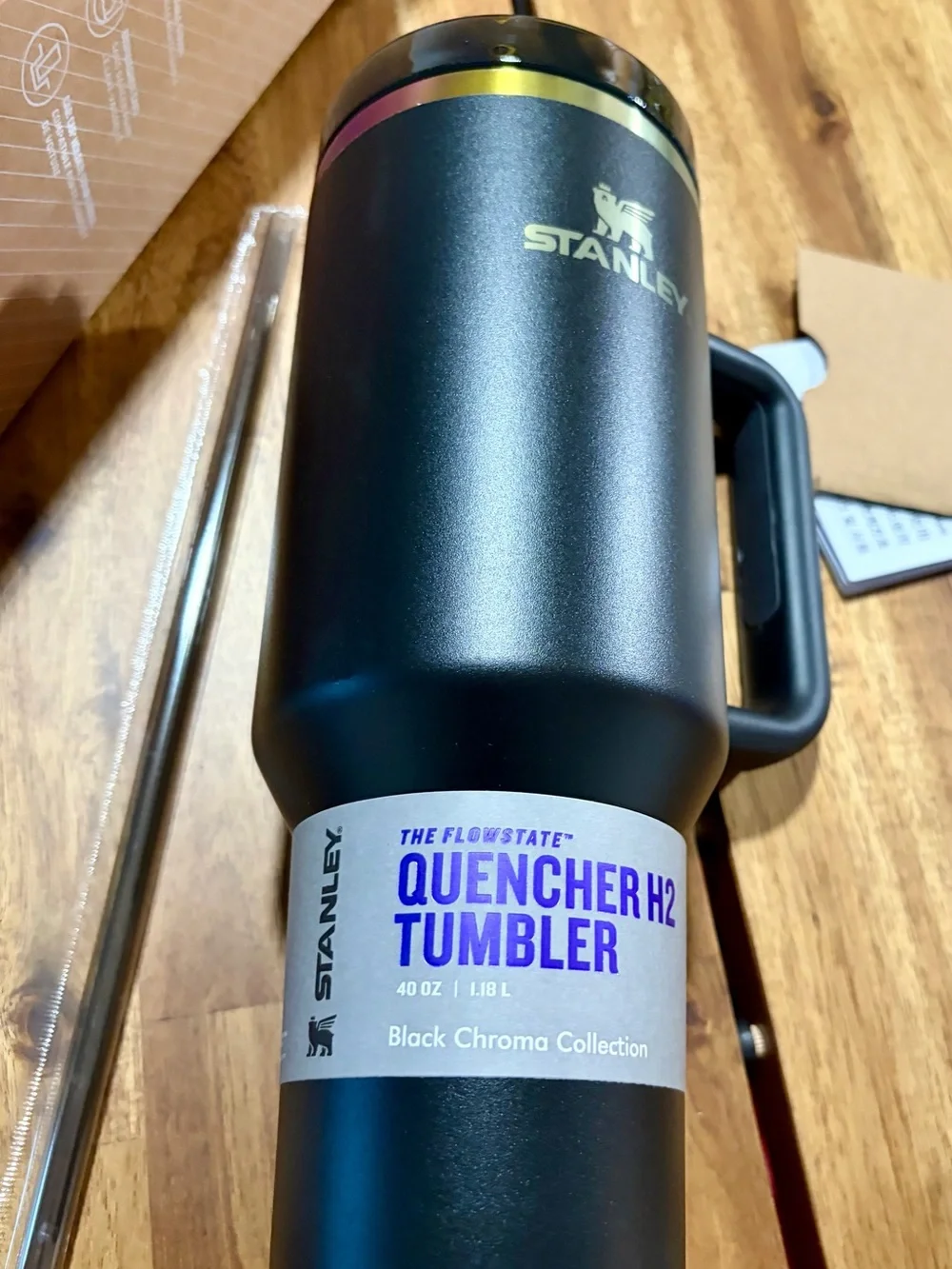 NIWT STANLEY Black Quencher H2O Tumbler with Rainbow 🌈 Colors Size 40 oz